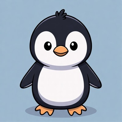 Cute cartoon penguin standing