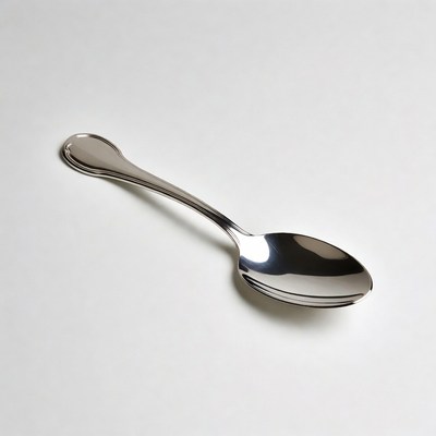 Shiny silver spoon on white background