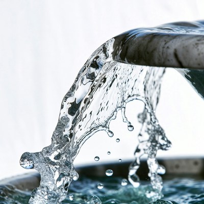 Water Pouring from Faucet