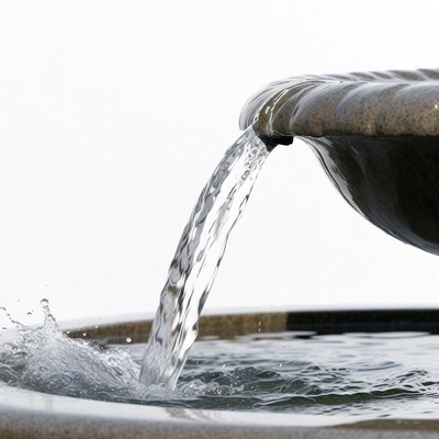 Water Pouring from Stone Fountain