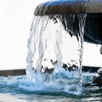 Water Pouring from Stone Fountain