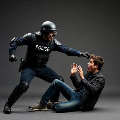 Police Officer Confronting Young Man