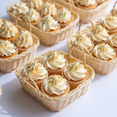 Cupcakes in Wicker Baskets