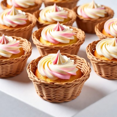 Cupcakes in Wicker Baskets