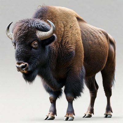 Majestic Bison on Isolated Background