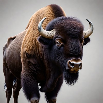 Majestic Bison with Large Horns