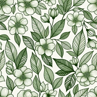 Green Floral Seamless Pattern