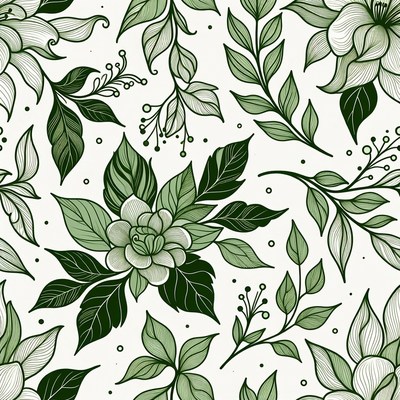 Green Floral Pattern Illustration