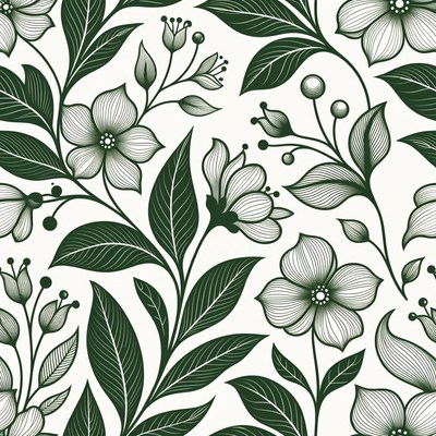 Green Floral Leaves Pattern