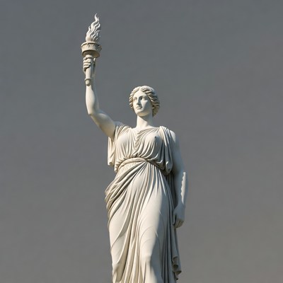 Statue of woman holding torch