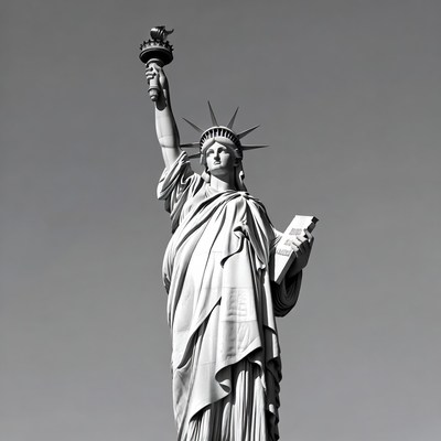 Statue of Liberty holding torch and tablet