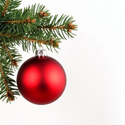 Red Christmas ornament on fir branch