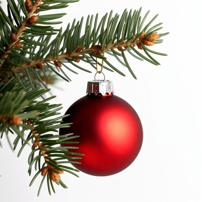 Red Christmas ornament on fir branch