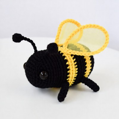 Crocheted black bumblebee toy