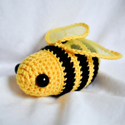 Crocheted yellow bee toy
