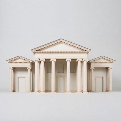 Wooden Miniature Neoclassical Building Model