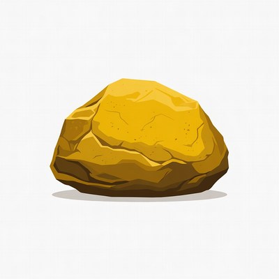 Yellow Rock on White Background
