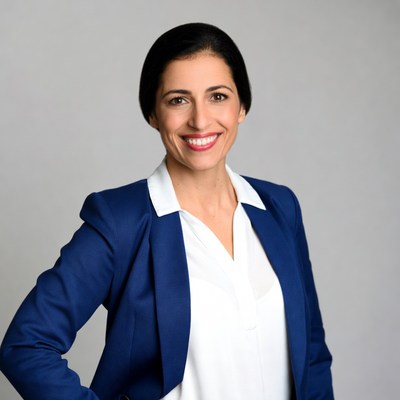 Smiling woman in blue blazer