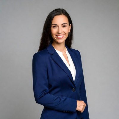 Smiling woman in navy blazer