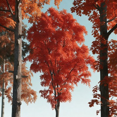 Vibrant Autumn Maple Trees Forest