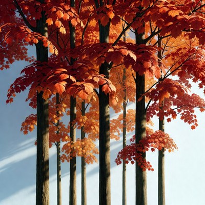 Vibrant Red Maple Trees Illustration