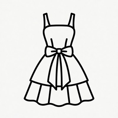 Line Art Dress with Bow