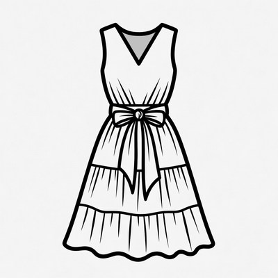Sleeveless Tiered Dress Illustration