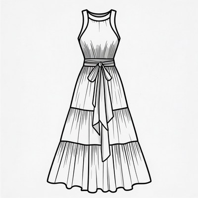 Sleeveless Tiered Maxi Dress Illustration