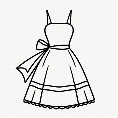 Line Art Dress with Bow