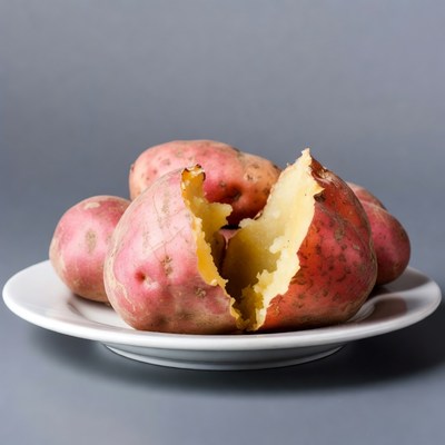 Split Red Potato on Plate