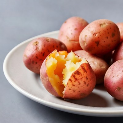 Split Red Potato with Others on Plate