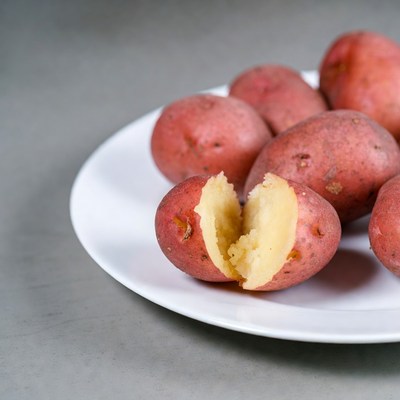 Red Potatoes on White Plate