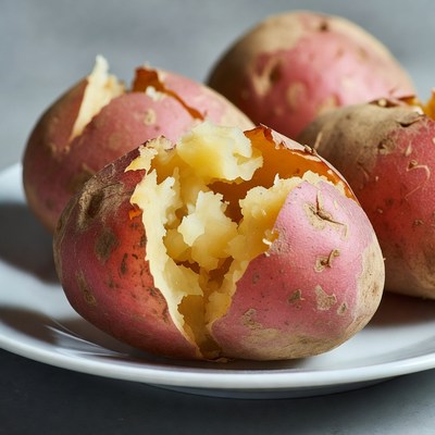 Baked Potatoes on White Plate