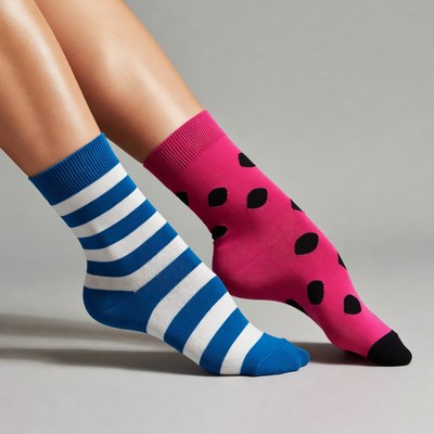 Woman's striped and polka dot socks