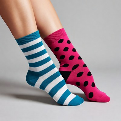 Colorful striped and polka dot socks