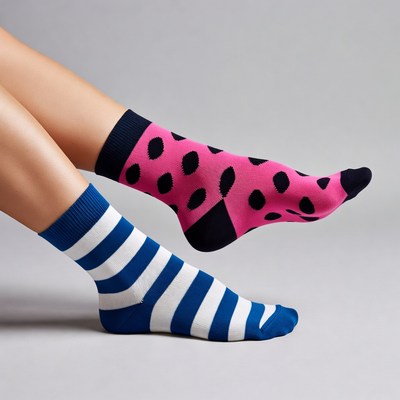 Polka Dot and Striped Socks on Legs
