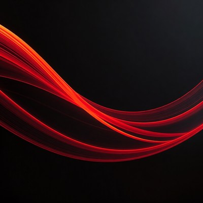 Red Abstract Wave on Black Background