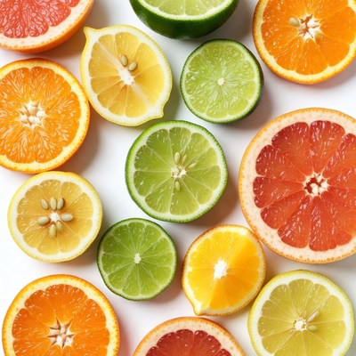 Sliced Citrus Fruits on White Background