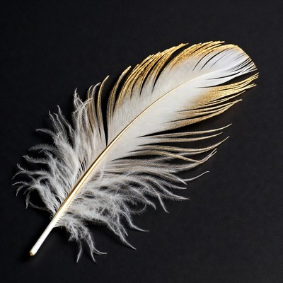 White feather with gold tips