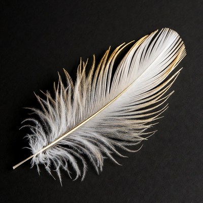White feather with golden tip