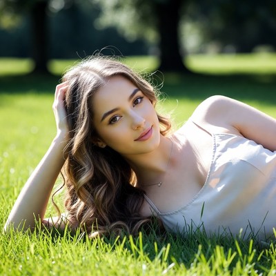Young woman lying on grass