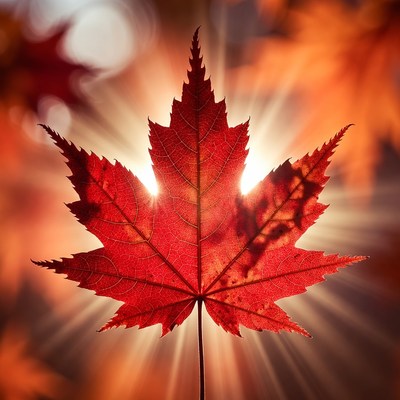 Red Maple Leaf with Sunlight