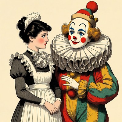 Maid and Clown Illustration