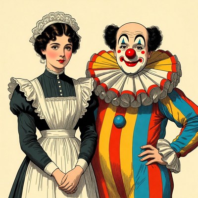 Maid and Clown Illustration