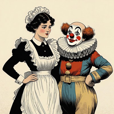 Maid and Clown Illustration