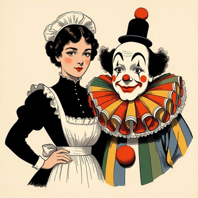 Nurse and Clown Illustration