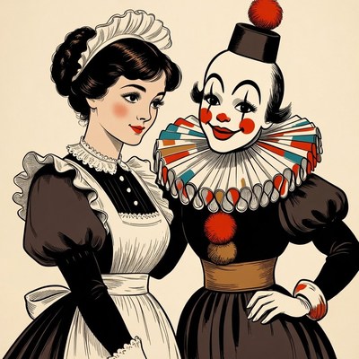 Maid and Clown Illustration
