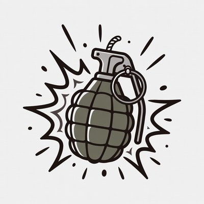 Exploding Grenade Clipart Illustration