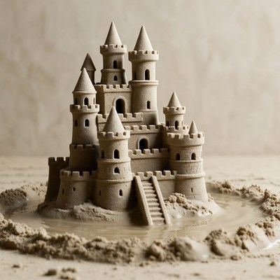 Detailed Sandcastle with Towers