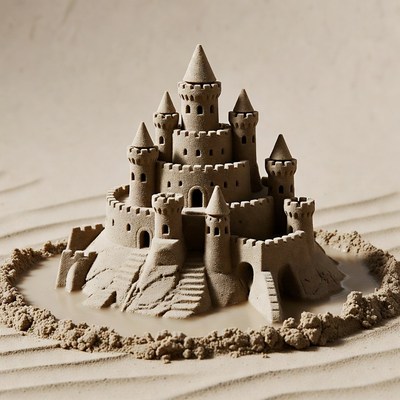 Detailed Sandcastle on Beach